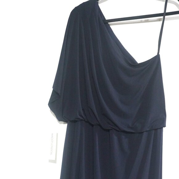 Maggy London one sided shoulder dress Navy color Size 14 NWT - Picture 4 of 8